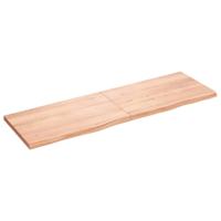 Wandschap 160x50x(2-4)cm behandeld massief eikenhout lichtbruin - thumbnail
