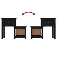 Nachtkastjes 2 st 79,5x38x65,5 cm massief grenenhout zwart - thumbnail