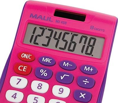 Maul MJ 450 Bureaurekenmachine Pink Aantal displayposities: 8 werkt op batterijen, werkt op zonne-energie (b x h) 113 mm x 72 mm