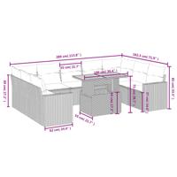 10-delige Loungeset met kussens poly rattan zwart - thumbnail