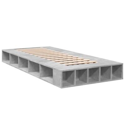 Bedframe bewerkt hout betongrijs 75x190 cm