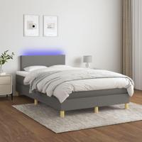 Boxspring met matras en LED stof donkergrijs 120x200 cm - thumbnail