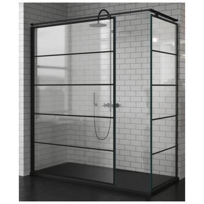 Inloopdouche Novellini Kuadra H Stripes 100x200 cm Helder Glas Mat Zwart Profiel