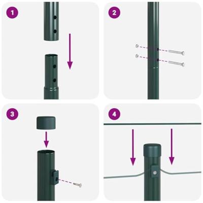 VidaXL Afrasteringspaal 7 pcs groen staal