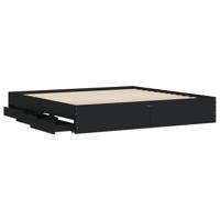 Bedframe met lades bewerkt hout zwart 180x200 cm - thumbnail
