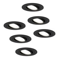 Set van 6 Miro LED inbouwspots - GU10 4 Watt 345 Lumen - 6500K Daglicht wit - Dimbaar - Rond - Kantelbaar - IP20 Voor binnen - Zwart - thumbnail