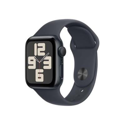 Apple Watch SE (2e gen.) GPS 40 mm Smartwatch - Kast van middernacht aluminium - Middernacht sportbandje (S/M). Conditie en slaap bijhouden, ongelukdetectie, hartritme monitoren, Retina-display