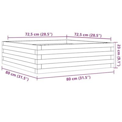 Plantenbak 80x80x23 cm massief grenenhout wasbruin