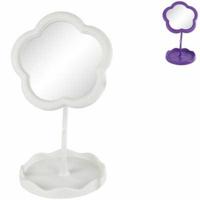 Spiegel bloem wit/paars 31 cm 2 assorti | 24 stuks - thumbnail