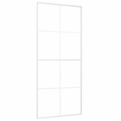 Schuifdeur 90x205 cm mat ESG-glas en aluminium wit