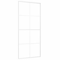 Schuifdeur 90x205 cm mat ESG-glas en aluminium wit - thumbnail