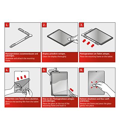Displex Tablet Glass (9H) voor Samsung Galaxy Tab S7+/S7 FE/S8+/S9+/S9 FE+, eco-montageframe L-vorm, onbreekbaar, ultradun, onzichtbaar