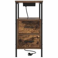 Nachtkastje met lade Gerookt eiken 30 x 48 x 61 cm Bewerkt hout - thumbnail