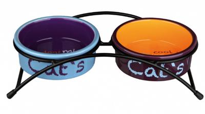 Voerbak voor katten Trixie Eat on Feet Oranje Licht Blauw Lila Keramisch Ijzer Ø 12 cm (2 Stuks)