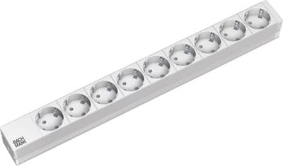 Bachmann 333.401 19 inch Stekkerdoos voor patchkast 1 HE Geaarde contactdoos Lichtgrijs