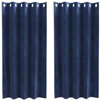 VidaXL Verduisterende gordijnen 2 pcs donkerblauw 140 x 175 cm fluweel - thumbnail