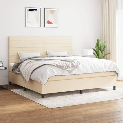 Boxspring met matras stof crèmekleurig 200x200 cm