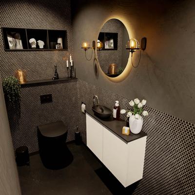 MONDIAZ FOWY toiletmeubel 80cm kleur talc. Waskom positie links kleur urban | urban. Met 1 kraangat