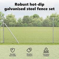 VidaXL Afrasteringspaal zilver 25 x 1 m (16 x 16 mm gaas) staal - thumbnail