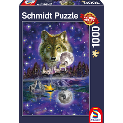 Wolf in het Maanlicht Puzzel 1000 Stukjes