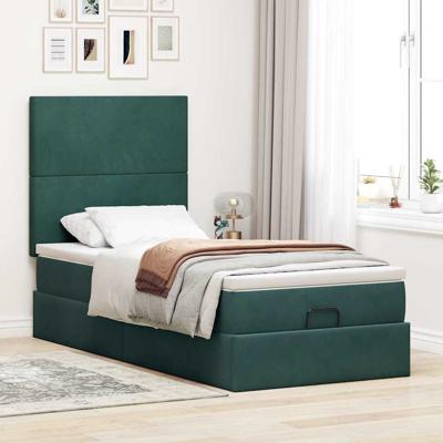 Ottoman bed met matrassen 100x200cm fluweel donkergroen