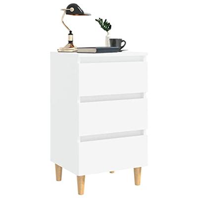 Nachtkastje met massief houten poten 40x35x69 cm wit