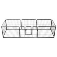 Hondenren met 8 panelen 80x60 cm staal zwart - thumbnail