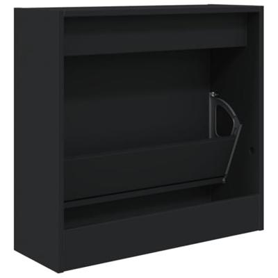Schoenenkast 60x21x57 cm bewerkt hout zwart Schoenenkast 60x21x57 cm bewerkt hout zwart