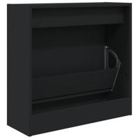 Schoenenkast 60x21x57 cm bewerkt hout zwart - thumbnail