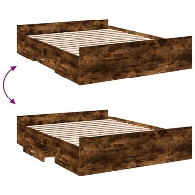 Bedframe met lades bewerkt hout gerookt eikenkleurig 150x200 cm