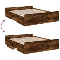 Bedframe met lades bewerkt hout gerookt eikenkleurig 160x200 cm - thumbnail