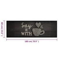 VidaXL Keukenmat wasbaar kopjeprint 60x180 cm fluweel zwart - thumbnail