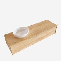 Badkamermeubel BWS Madrid Washed Oak 150 cm met Topblad en Keramische Waskom Links (0 kraangaten) - thumbnail