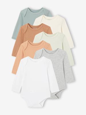 Set van 7 rompertjes met US-opening en lange mouwen voor baby BASICS meerkleurig