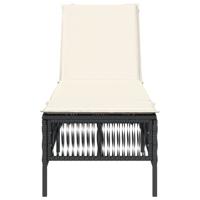 Ligbed met kussen poly rattan zwart - thumbnail