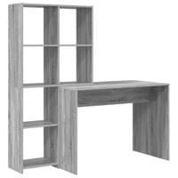 Bureau met plank Grijs sonoma 138.5 x 55 x 143 cm Bewerkt hout - thumbnail