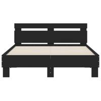 Bedframe met hoofdbord bewerkt hout zwart 140x190 cm - thumbnail
