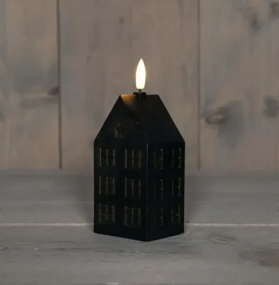 Anna&apos;s Collection LED kaars 3d flame huis 5x6x15cm zwart 1 stuks