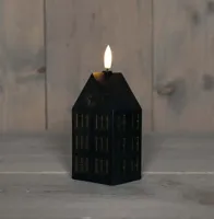 Anna&apos;s Collection LED kaars 3d flame huis 5x6x15cm zwart 1 stuks - thumbnail