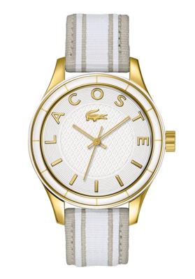 Lacoste horlogeband 2000771 / LC-66-3-44-2399 Leder Cream wit / Beige / Ivoor 18mm + wit stiksel