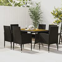 7-delige Tuinset poly rattan zwart - thumbnail