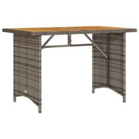 Tuintafel met houten blad 110x68x70 cm poly rattan grijs - thumbnail
