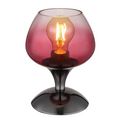 Globo Gunmetal tafellampMaxy met rood glas Ø 15cm - 15548T6