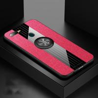 Voor OPPO A7 XINLI stiksels doek Textue schokbestendig TPU beschermhoes met ring houder (rood) - thumbnail
