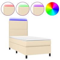 Boxspring met matras en LED stof crèmekleurig 90x190 cm - thumbnail