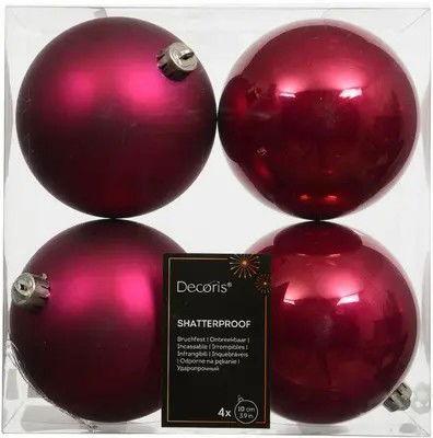 Kerstballen kunststof d10 cm pink 4 st Decoris - Decoris