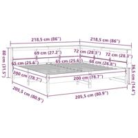 Bed met boekenkast zonder matras grenenhout wasbruin 200x200 cm - thumbnail