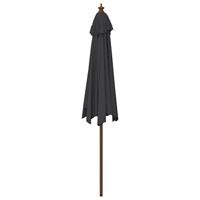 Parasol met houten paal 299x240 cm zwart - thumbnail