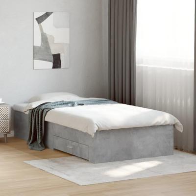 Bedframe met lades bewerkt hout betongrijs 90x190 cm