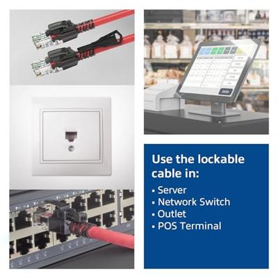 ACT Rode 2 meter U/UTP CAT6A LSZH vergrendelbare patchkabel snagless met RJ45 connectoren